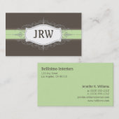 Chic Deco Lijst Monogram Mint Visitekaartje (Voorkant / Achterkant)