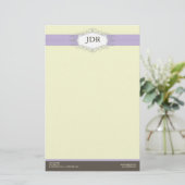 Chic Deco Lila Gepersonaliseerd briefpapier (Staand voorkant)