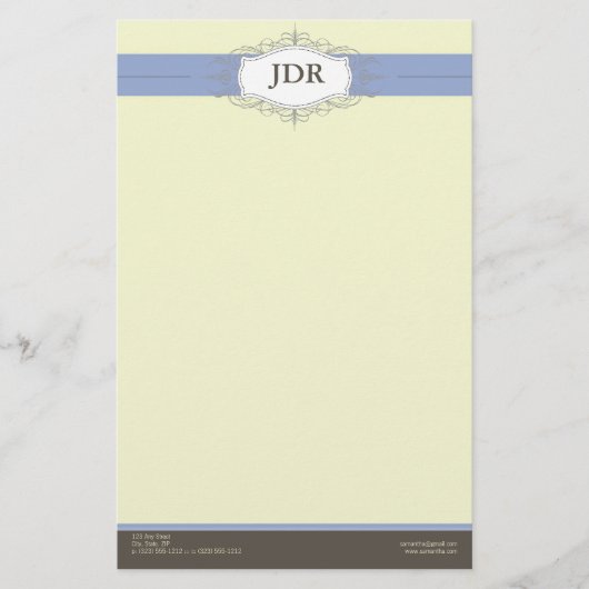 Chic Deco Periwinkle Gepersonaliseerd briefpapier (Voorkant)