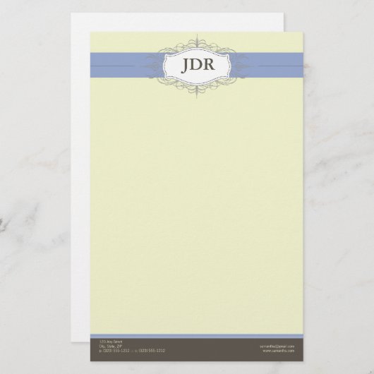 Chic Deco Periwinkle Gepersonaliseerd briefpapier (Voorkant / Achterkant)