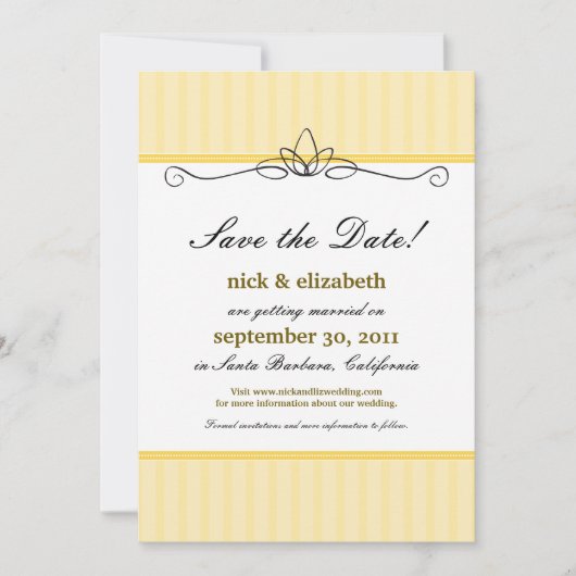 Chic Deco Save the Date (citroengeel) Kaart (Voorkant)