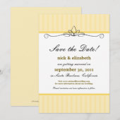 Chic Deco Save the Date (citroengeel) Kaart (Voorkant / Achterkant)