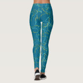 Chic Deep Blue en Blue Yellow Fracture Pattern Leggings (Achterkant)