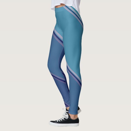 Chic Deep Blue onder Eggshell Blue Banded Print Leggings (Links)