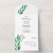 Chic Deep Ocean Blue Green Waterverf All In One Uitnodiging (Binnen)