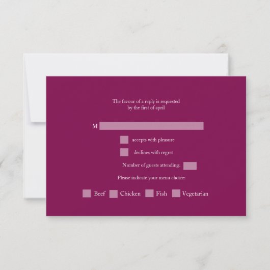 Chic deep pink Botanical Wedding Response Card RSVP Kaartje (Voorkant)