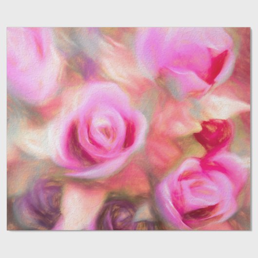 Chic Deep Pink Peach Spring Floral Art Cadeaupapier (Vlak)