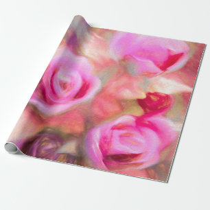 Chic Deep Pink Peach Spring Floral Art Cadeaupapier