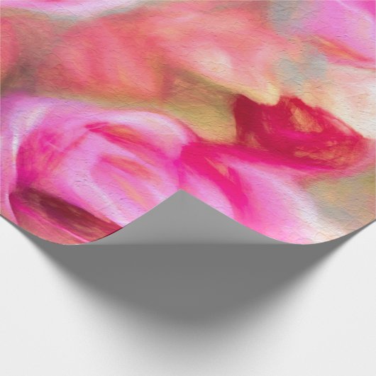 Chic Deep Pink Peach Spring Floral Art Cadeaupapier (Hoek)