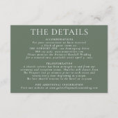 Chic Deep Sage Wedding Details Kaart (Voorkant)