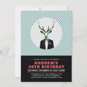Chic Deer, 30th Birthday Party Invitation Kaart (Voorkant)