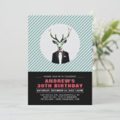 Chic Deer, 30th Birthday Party Invitation Kaart (Staand voorkant)