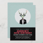 Chic Deer, 30th Birthday Party Invitation Kaart (Voorkant / Achterkant)