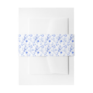 Chic Delft Blue White Botanical Chinoiserie Floral Uitnodigingen Wikkel