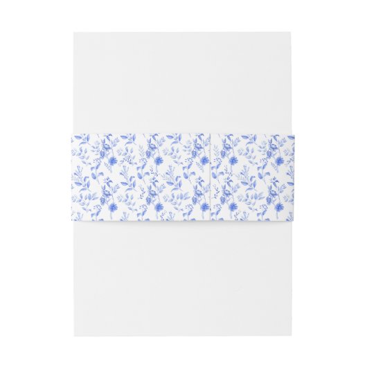 Chic Delft Blue White Botanical Chinoiserie Floral Uitnodigingen Wikkel (Achterkant Voorbeeld)