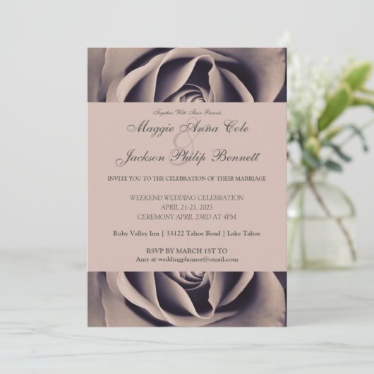 Chic Delicate Roos Wedding Uitnodiging (Staand voorkant)