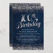 Chic Denim & Diamonds 100e verjaardag Kaart (Voorkant / Achterkant)