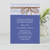 Chic Denim en Lace Wedding Invitation Kaart (Staand voorkant)