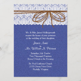Chic Denim en Lace Wedding Invitation Kaart