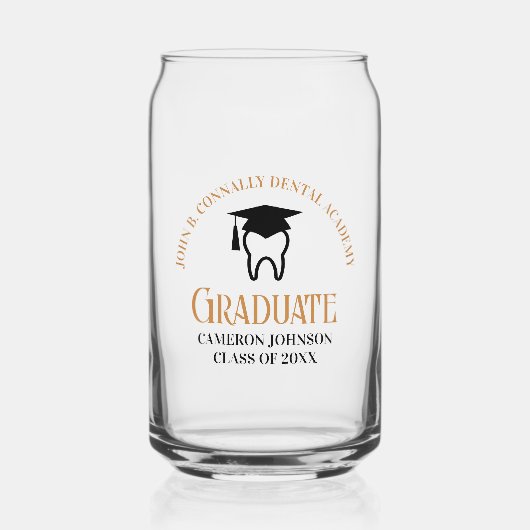 Chic Dental School Aangepaste Tandarts Afstuderen Blikvorm Glas (Voorkant)