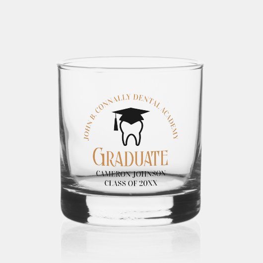 Chic Dental School Aangepaste Tandarts Afstuderen Whisky Glas (Voorkant)