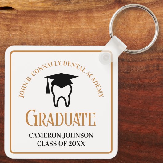 Chic Dental School Custom Goud Afstuderen Gift Sleutelhanger (Achterkant)