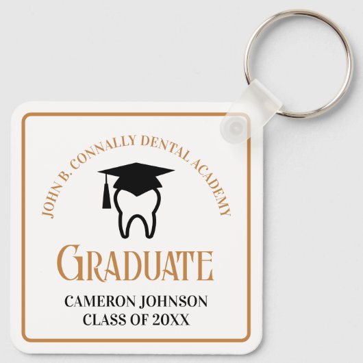 Chic Dental School Custom Goud Afstuderen Gift Sleutelhanger (Achterkant)