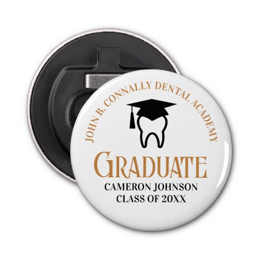 Chic Dental School Custom Tandarts Afstudeerfeest Button Flesopener (Voorkant)