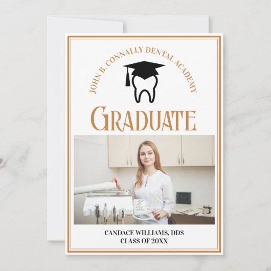Chic Dental School Foto Aangepast Afstuderen Aankondiging (Voorkant)