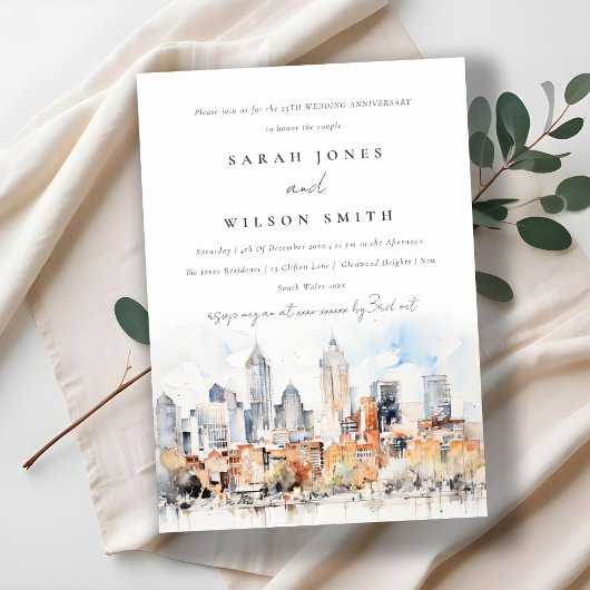 Chic Denver Colorado Skyline Wedding Jubileum Kaart