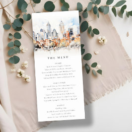 Chic Denver Colorado Skyline Wedding Menu Kaart