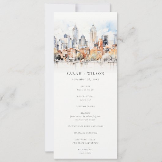 Chic Denver Colorado Skyline Wedding Programma (Voorkant)