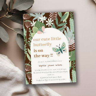 Chic Desert Arch Butterfly Garden Baby shower Kaart