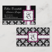 Chic Designer Lady Roze en Zwart Monogram Visitekaartje (Voorkant / Achterkant)