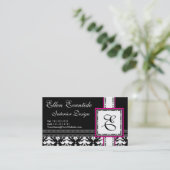 Chic Designer Lady Roze en Zwart Monogram Visitekaartje (Staand voorkant)