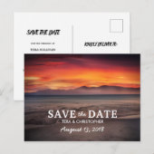 Chic Destination Sunset Beach Bewaar de datum Aankondigingskaart (Voorkant / Achterkant)
