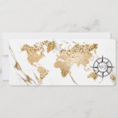 Chic Destination Wedding Boarding Pass Ticket Gold Kaart (Achterkant)