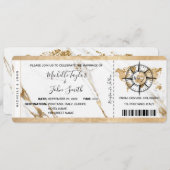 Chic Destination Wedding Boarding Pass Ticket Gold Kaart (Voorkant / Achterkant)