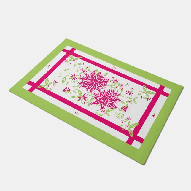 CHIC DEUR MAT_  561 HOT PINK/60 GROENE STROOM DEURMAT (Schuin)