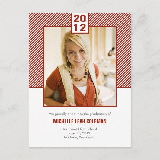 Chic Diagonals Afstuderen Aankondiging/Uitnodiging Uitnodiging Briefkaart (Voorkant)