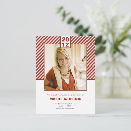 Chic Diagonals Afstuderen Aankondiging/Uitnodiging Uitnodiging Briefkaart (Staand voorkant)