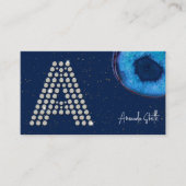 Chic Diamond Blue Agaat Initiaal A Letter Monogram Visitekaartje (Voorkant)