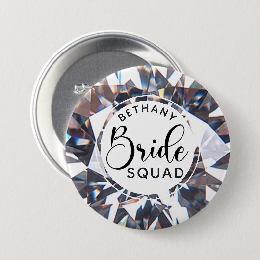 Chic Diamond Bride Squad Persoonlijk Ronde Button 7,6 Cm (Voorkant /achterkant)