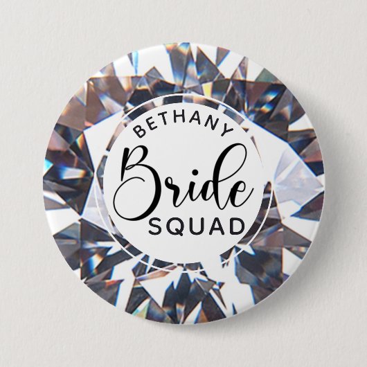 Chic Diamond Bride Squad Persoonlijk Ronde Button 7,6 Cm (Voorkant)