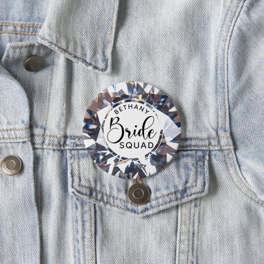 Chic Diamond Bride Squad Persoonlijk Ronde Button 7,6 Cm (In situ)