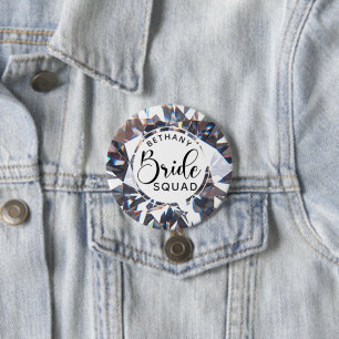 Chic Diamond Bride Squad Persoonlijk Ronde Button 7,6 Cm