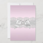 Chic Diamond Lace Pink Baptism Invite Kaart (Achterkant)