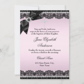Chic Diamond Lace Pink Baptism Invite Kaart (Voorkant)