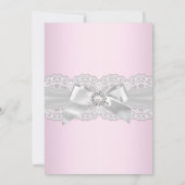 Chic Diamond Lace Pink Baptism Invite Kaart (Achterkant)