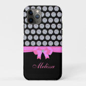 Chic Diamond patroon en naamkalligrafie op zwart Case-Mate iPhone Case (Achterkant)